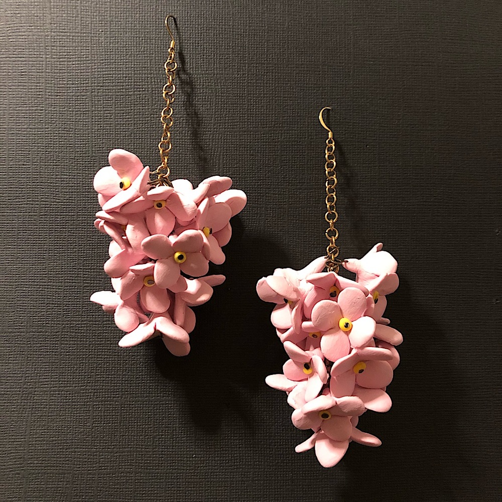 INDIE01 Handmade Cluster Flower PolyClay Earrings